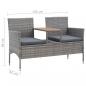 Preview: 2-Sitzer-Gartenbank mit Teetisch 143 cm Poly Rattan Grau