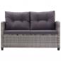 Preview: 2-Sitzer-Gartensofa mit Kissen Grau 124 cm Poly Rattan