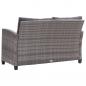 Preview: 2-Sitzer-Gartensofa mit Kissen Grau 124 cm Poly Rattan