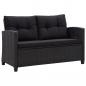 Preview: ARDEBO.de - 2-Sitzer-Gartensofa mit Kissen Schwarz 124 cm Poly Rattan