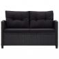 Preview: 2-Sitzer-Gartensofa mit Kissen Schwarz 124 cm Poly Rattan