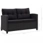 Preview: 2-Sitzer-Gartensofa mit Kissen Schwarz 124 cm Poly Rattan