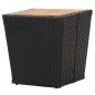 Preview: Beistelltisch Schwarz 41,5×41,5×43 cm Poly Rattan & Massivholz