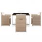 Preview: 5-tlg. Garten-Essgruppe mit Auflagen Poly Rattan Beige