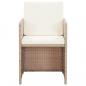 Preview: 5-tlg. Garten-Essgruppe mit Auflagen Poly Rattan Beige