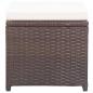 Preview: Gartenhocker 2 Stk. mit Sitzkissen Poly Rattan Braun