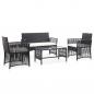 Preview: ARDEBO.de - 4-tlg. Garten-Lounge-Set mit Auflage Poly Rattan Schwarz