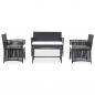 Preview: 4-tlg. Garten-Lounge-Set mit Auflage Poly Rattan Schwarz