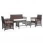 Preview: ARDEBO.de - 4-tlg. Garten-Lounge-Set mit Auflage Poly Rattan Braun