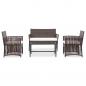 Preview: 4-tlg. Garten-Lounge-Set mit Auflage Poly Rattan Braun