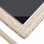 Preview: Gartentisch Beige 110×53×72 cm Glas und Poly Rattan