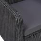 Preview: 3-tlg. Garten-Bistro-Set mit Auflagen Poly Rattan Schwarz