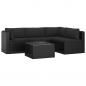 Preview: 5-tlg. Garten-Lounge-Set mit Auflagen Poly Rattan Schwarz