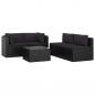 Preview: 5-tlg. Garten-Lounge-Set mit Auflagen Poly Rattan Schwarz