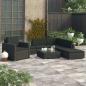 Preview: ARDEBO.de - 6-tlg. Garten-Lounge-Set mit Auflagen Poly Rattan Schwarz