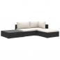 Preview: 4-tlg. Garten-Lounge-Set mit Auflagen Poly Rattan Schwarz