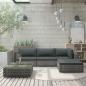 Preview: ARDEBO.de - 5-tlg. Garten-Lounge-Set mit Auflagen Poly Rattan Grau