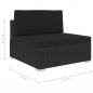 Preview: Modular-Sofa-Mittelteil 1 Stk. + Auflagen Poly Rattan Schwarz