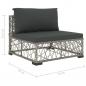 Preview: 5-tlg. Garten-Lounge-Set mit Auflagen Poly Rattan Grau