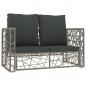 Preview: 2-tlg. Garten-Lounge-Set mit Auflagen Poly Rattan Grau