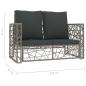 Preview: 2-tlg. Garten-Lounge-Set mit Auflagen Poly Rattan Grau