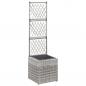 Preview: ARDEBO.de - Hochbeet mit Rankgitter 1 Topf 30x30x107 cm Poly Rattan Grau