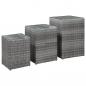 Preview: ARDEBO.de - Beistelltische 3 Stk. mit Glasplatte Grau Poly Rattan