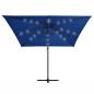 Preview: Ampelschirm mit LED-Leuchten und Stahlmast 250x250cm Azurblau