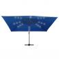 Preview: Ampelschirm mit LED-Leuchten und Aluminium-Mast 400x300 cm Azur