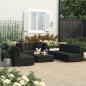 Preview: ARDEBO.de - 7-tlg. Garten-Lounge-Set Schwarz mit Auflagen Poly Rattan