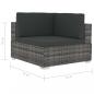 Preview: Ecksofas 2 Stk. mit Auflagen Poly Rattan Grau