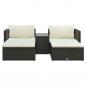 Preview: 5-tlg. Garten-Lounge-Set mit Auflagen Poly Rattan Braun