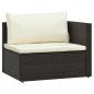 Preview: 5-tlg. Garten-Lounge-Set mit Auflagen Poly Rattan Braun