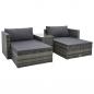 Preview: ARDEBO.de - 5-tlg. Garten-Lounge-Set mit Auflagen Poly Rattan Grau