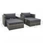 Preview: 5-tlg. Garten-Lounge-Set mit Auflagen Poly Rattan Grau