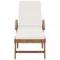 Preview: Sonnenliege mit Auflage Massivholz Teak Creme