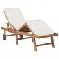 Preview: Sonnenliege mit Auflage Massivholz Teak Creme