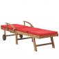 Preview: Sonnenliege mit Auflage Massivholz Teak Rot