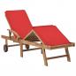 Preview: Sonnenliege mit Auflage Massivholz Teak Rot