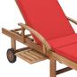 Preview: Sonnenliege mit Auflage Massivholz Teak Rot