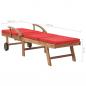 Preview: Sonnenliege mit Auflage Massivholz Teak Rot