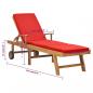 Preview: Sonnenliege mit Auflage Massivholz Teak Rot