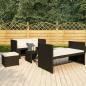 Preview: ARDEBO.de - 5-tlg. Garten-Lounge-Set mit Auflagen Poly Rattan Schwarz