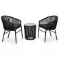 Preview: ARDEBO.de - 3-tlg. Bistro-Set mit Kissen PE-Rattan Schwarz  