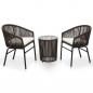 Preview: ARDEBO.de - 3-tlg. Bistro-Set mit Kissen PE-Rattan Braun  