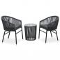 Preview: ARDEBO.de - 3-tlg. Bistro-Set mit Kissen PE-Rattan Grau