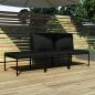 Preview: ARDEBO.de - 3-tlg. Garten-Lounge-Set mit Auflagen Schwarz PVC 