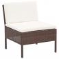 Preview: 6-tlg. Garten-Lounge-Set mit Auflagen Poly Rattan Braun