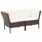 Preview: 6-tlg. Garten-Lounge-Set mit Auflagen Poly Rattan Braun