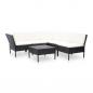 Preview: ARDEBO.de - 6-tlg. Garten-Lounge-Set mit Auflagen Poly Rattan Schwarz